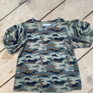 Anthropologie Puffed Sleeve Camo Sweatshirt